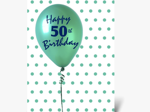 50th Birthday Balloon Greeting Card - Polka Dot
