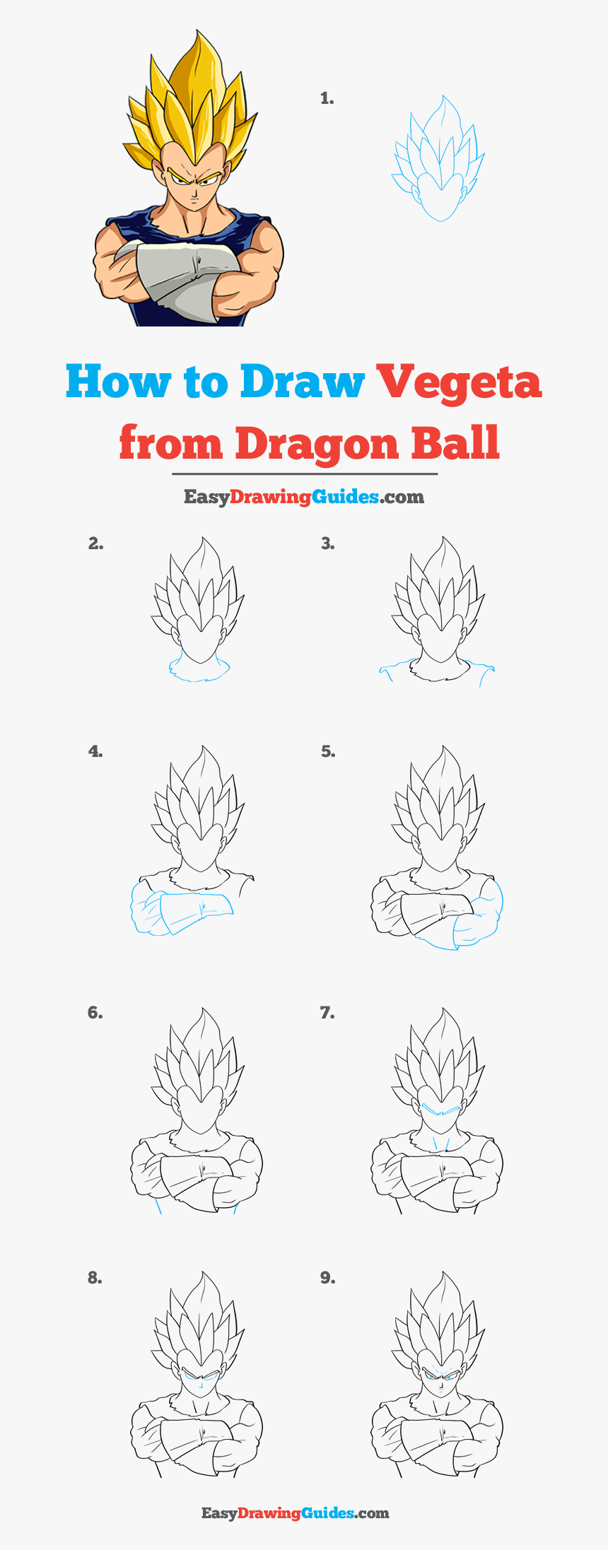 How To Draw Vegeta From Dragon Ball - Dragon Ball Drawing Easy