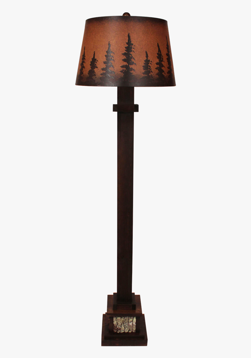 Aspen Square Wooden Floor Lamp With Poplar Bark Accent- - Lamp