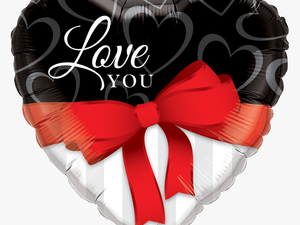 Love You Red Ribbon 36 Inch Heart Shape 21656 A30 - Love You Qualatex Balloon