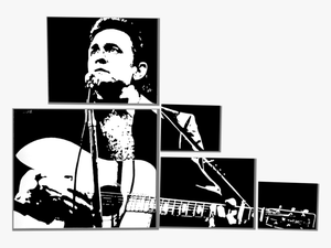 Johnny Cash School Glue Painting By Pasted Energy Studio - Johnny Cash