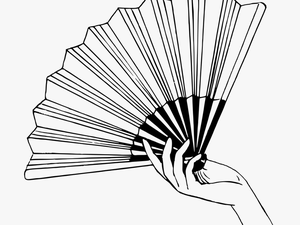 Japan Clipart Drawing - Fan Black And White