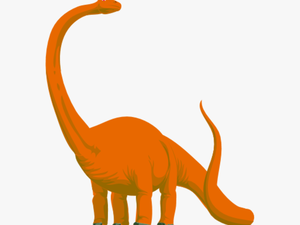 Dinosaurs Svg Clip Art - Dinosaur Long Neck Orange