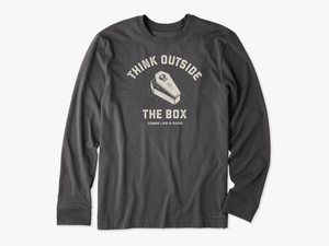 Men S Think Outside The Box Long Sleeve Crusher Tee - Life Is Good Men-s Long Sleeve