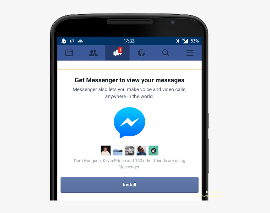 Facebook Says You Must Install Its Messenger App - Facebook Messenger Phone Png
