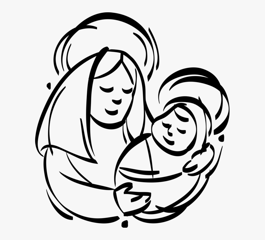 Vector Illustration Of Mother Mary With Christ Child - Maria Mae De Jesus Png