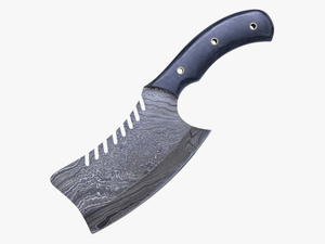 Serrated Damascus Steel Cleaver Knife - Damascus Steel Cleaver