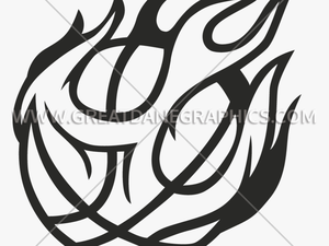 Drawing Sport Flame - Basketball On Fire Clipart