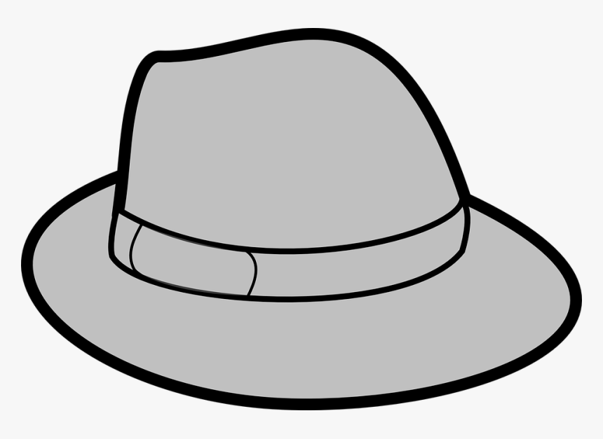 Hat Grey Gray Trilby Headwear Crooner Gangster - Hat Black And White Clip Art