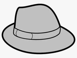 Hat Grey Gray Trilby Headwear Crooner Gangster - Hat Black And White Clip Art