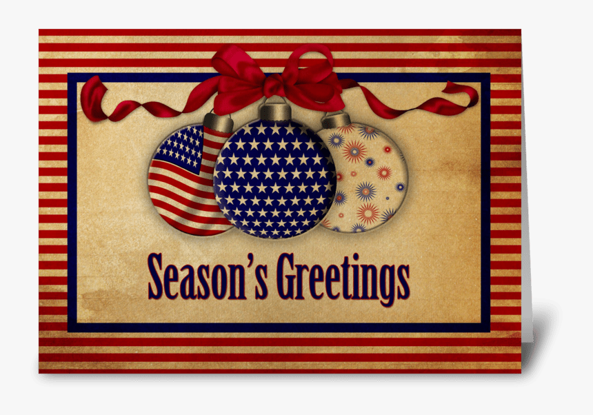 Patriotic Holiday Ornaments Vintage Look Greeting Card - American Flag Christmas Card