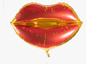 Sexy Lips A Red Balloon With Gold Accents In The Shape - Balloon