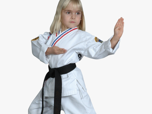 Young Girl In Karate Stance - Taekwondo Black Belt Girl