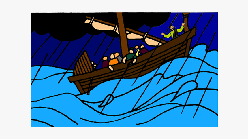 Bible Boat Fish Jpg Transparent - Jesus Stills The Storm Bible