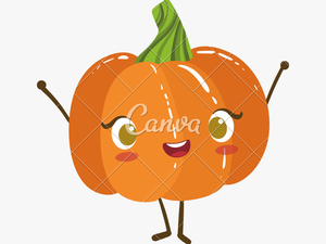 Kawaii Pumpkin Cartoon Icons By Canva - Pumpkin With Arms And Legs