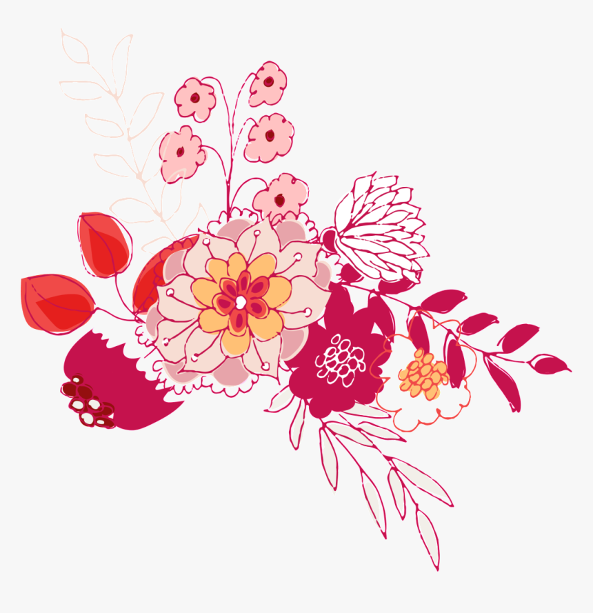 Hand Painted Deep Rose Red Flower Png Transparent - Illustration