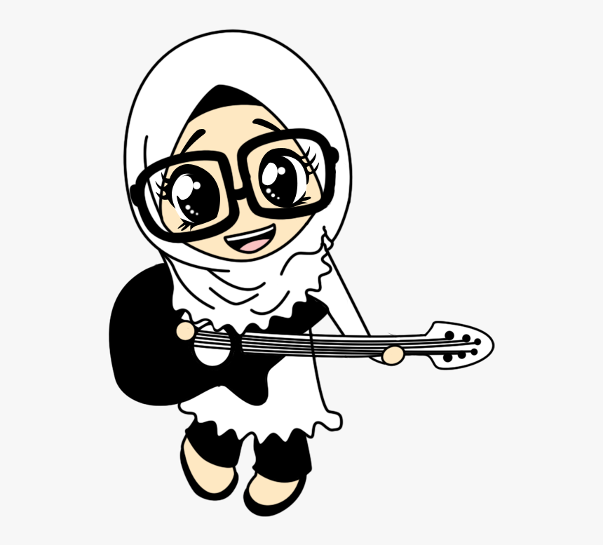 January - Muslimah Guitar Cartoon