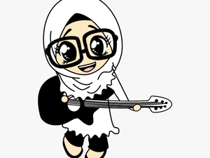 January - Muslimah Guitar Cartoon
