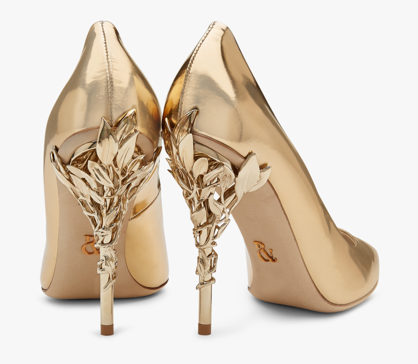 Gold Metallic Calf Leather With Light Gold Leaves Data - Basic Pump
