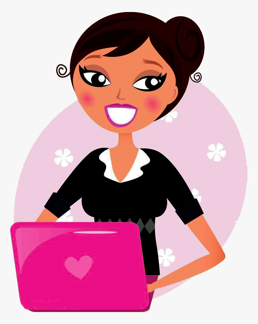 Clipart Computer Business Woman - Girl Doing Computers Cartoon