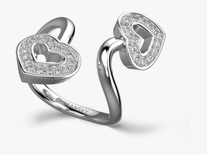 Two Hearts Twisted Pave Ring 18k White Gold - Body Jewelry