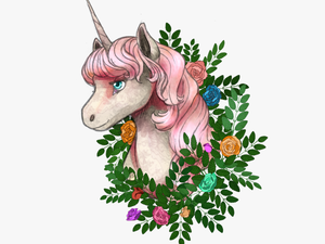Unicorns Transparent Floral - Illustration