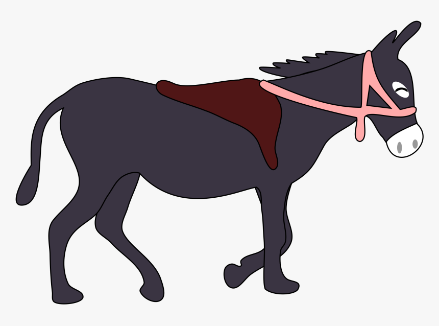 Donkey Is Smiling With A Saddle And A Pink Bridle - Donkey Walking Clipart