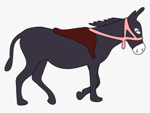 Donkey Is Smiling With A Saddle And A Pink Bridle - Donkey Walking Clipart
