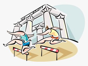Vector Illustration Of Olympic Track And Field Hurdlers - Dibujo Atletismo