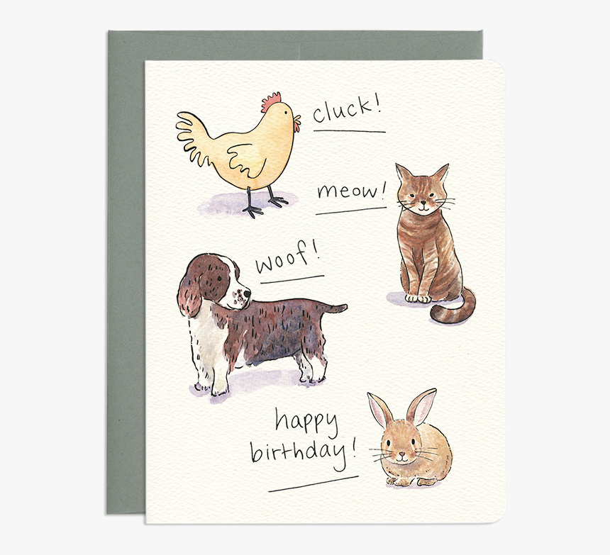 Happy Birthday Cat Dog Chicken Rabbit And Turtle - Cartoon