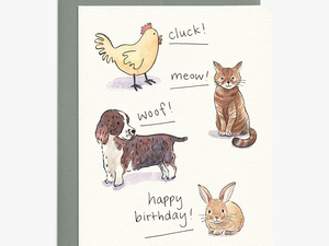 Happy Birthday Cat Dog Chicken Rabbit And Turtle - Cartoon