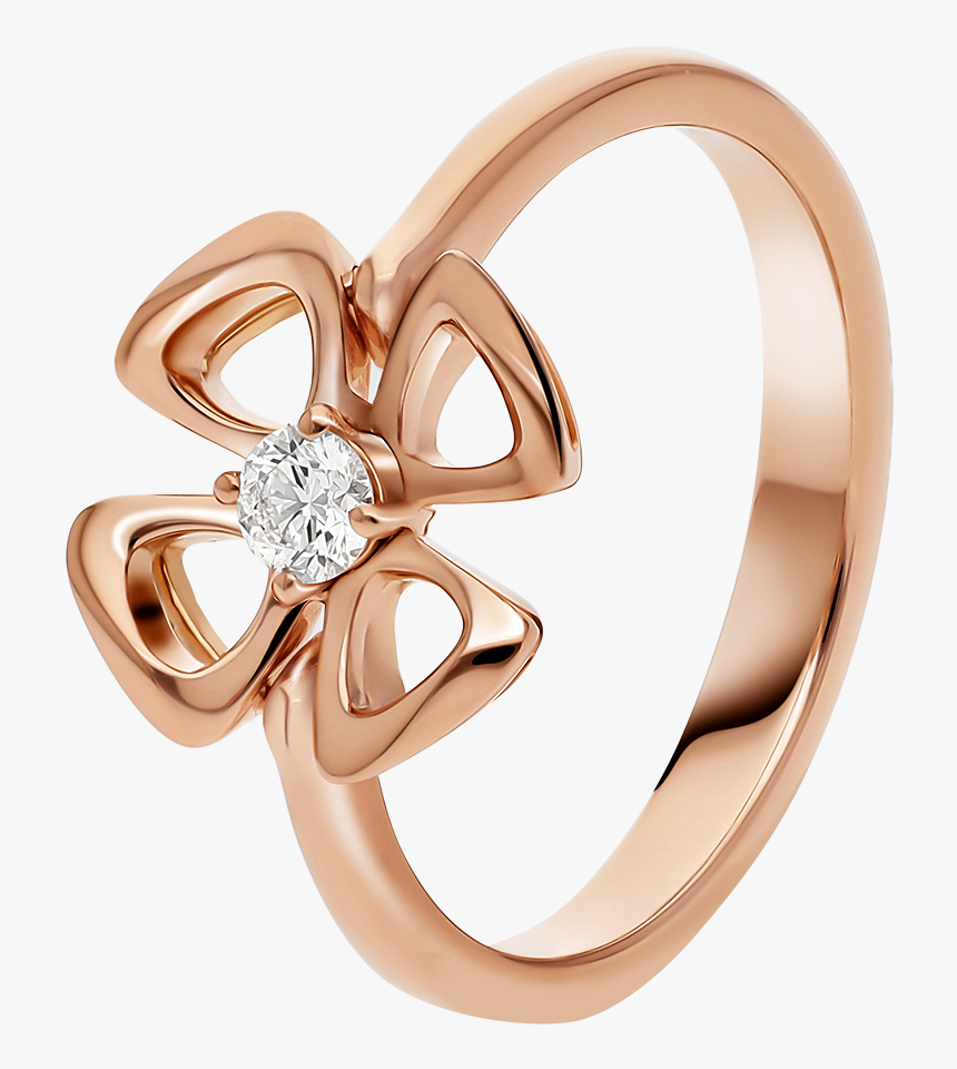 Fiorever 18 Kt Rose Gold Ring Set With A Central Diamond - Fiorever Ring Bvlgari