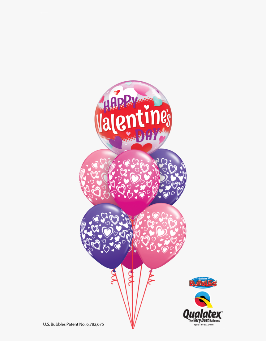 Happy Valentines Day Pink &amp; Purple Balloon Gift - Christmas Balloon Bouquets