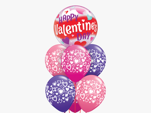 Happy Valentines Day Pink & Purple Balloon Gift - Christmas Balloon Bouquets