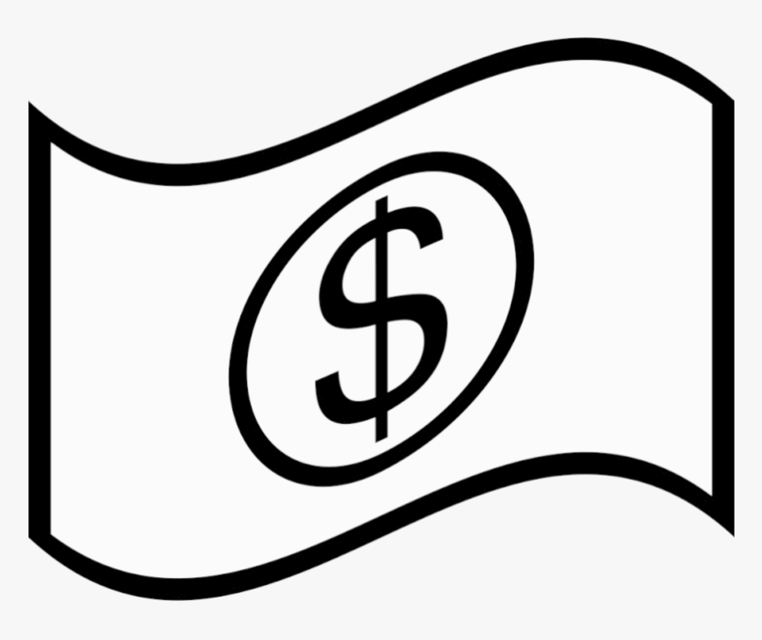 Bill One Dollar Clip Art Black And White Transparent - Dollar Bill Clip Art Black And White