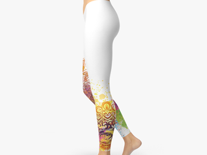 White Colourful Mandala Leggings Yoga Pants Sports - Tights