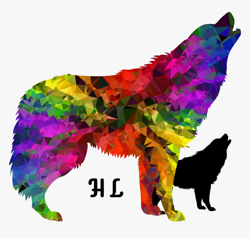 Gradient Rainbow Howling Wolf Th
