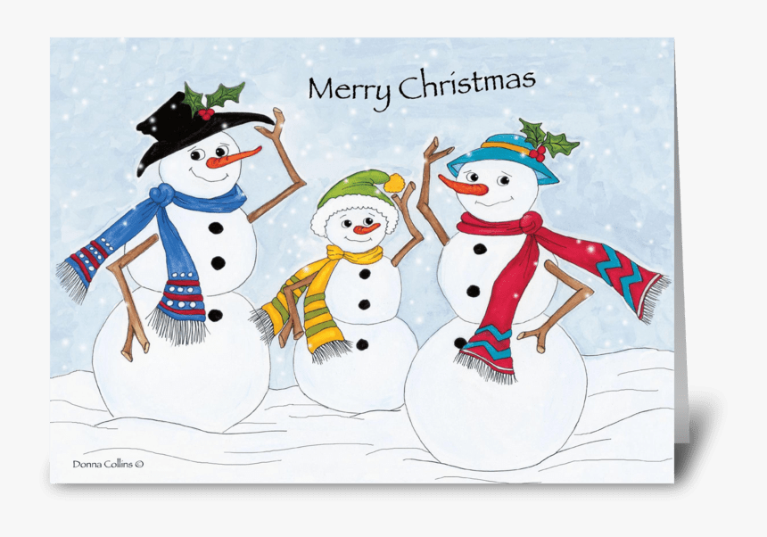 Merry Christmas Snow Family Greeting Card - Snowman