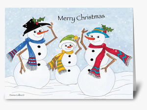 Merry Christmas Snow Family Greeting Card - Snowman