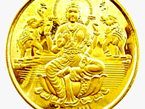Single Gold Coin With Maa Laxmi - Lakshmi Gold Coin Png