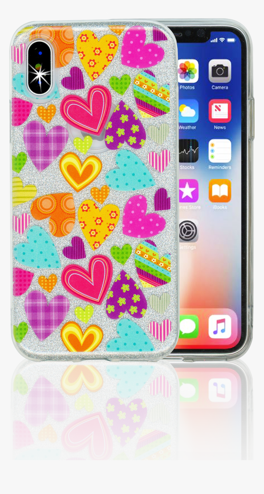 Iphone X/10/xs Mm Hearts Glitter Hybrid