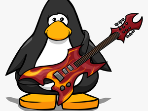 Hard Rock Guitar From A Player Card - Penguin With Santa Hat