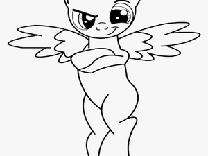 Funny Cartoon Outline Pegasus With Crossed Hands On - Line Art