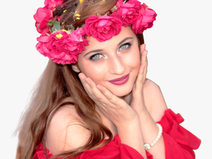 Elegant Fashionable Woman Wearing Red Roses Wreath - Woman With A Rose In Her Head