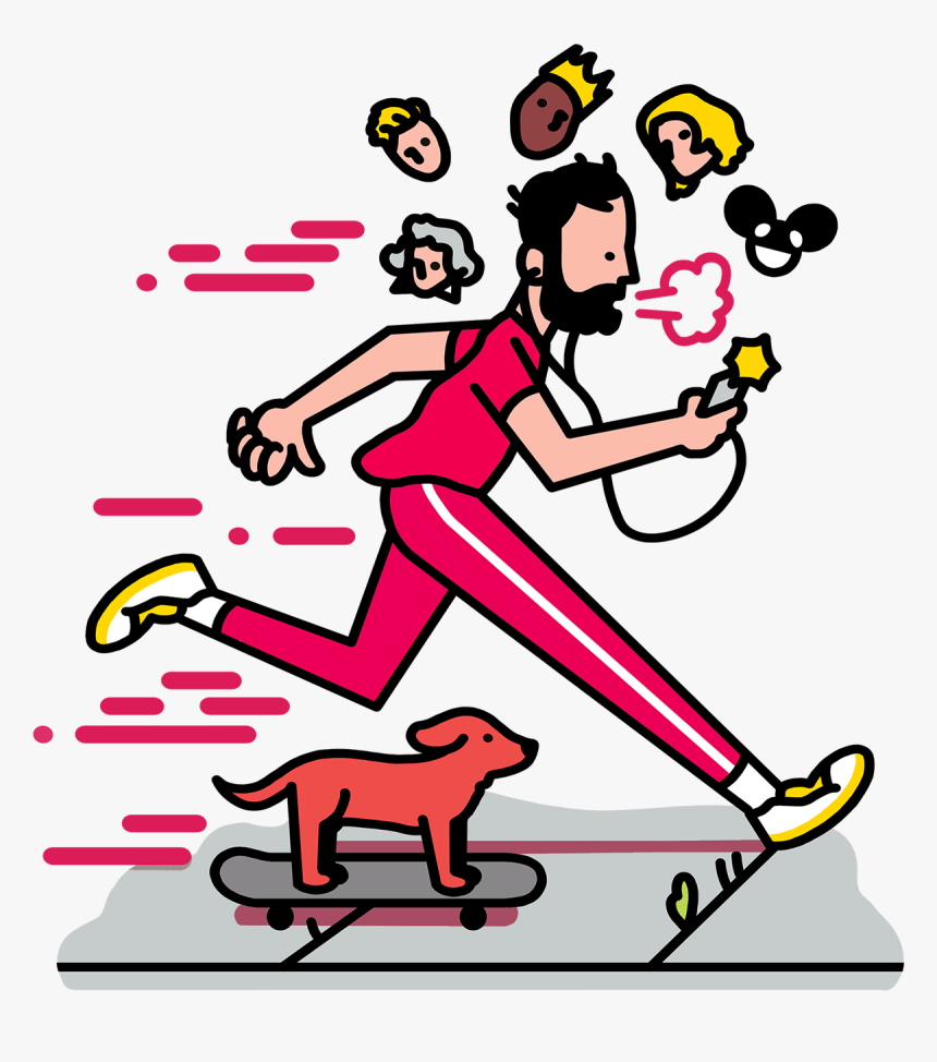 Listening To Music Jogging With Dog - Live Like A Creative Power Down Run While Music Cartoon