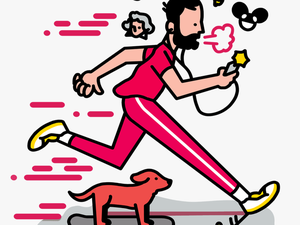 Listening To Music Jogging With Dog - Live Like A Creative Power Down Run While Music Cartoon