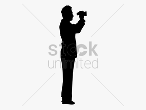 Silhouette Of A Man With Binoculars Vector Image - Chrysler Building Vector Line