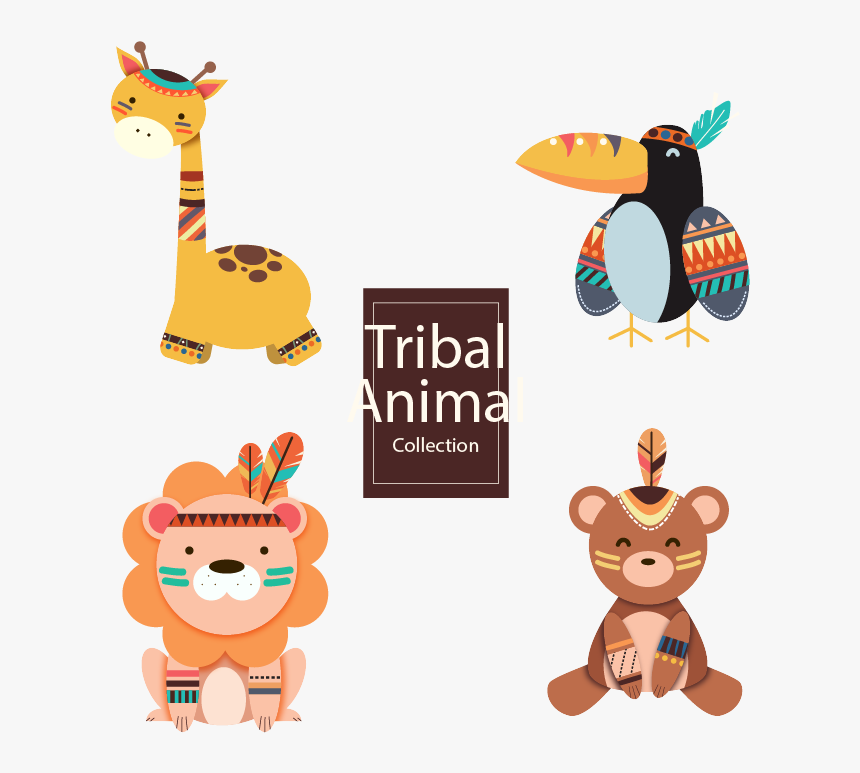 Transparent Tribe Clipart - Tribal Animals Cartoon Png
