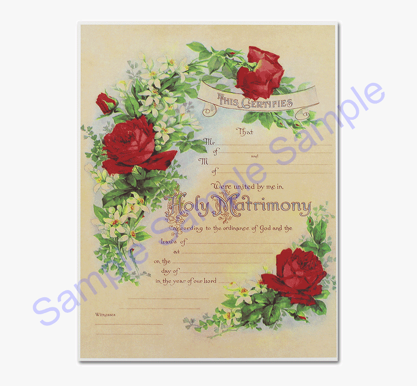 Red Roses - Rose Floral Marriage Certificate
