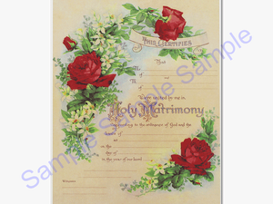 Red Roses - Rose Floral Marriage Certificate